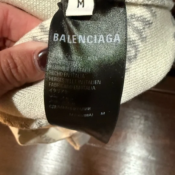 Balenciaga Gray Crew Neck Sweater with Repeated Logo Print